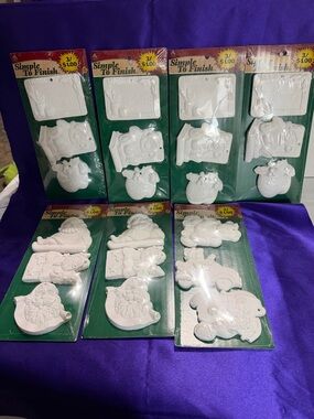 Simple To Finish White Ceramic Paintable Ornaments - Lot